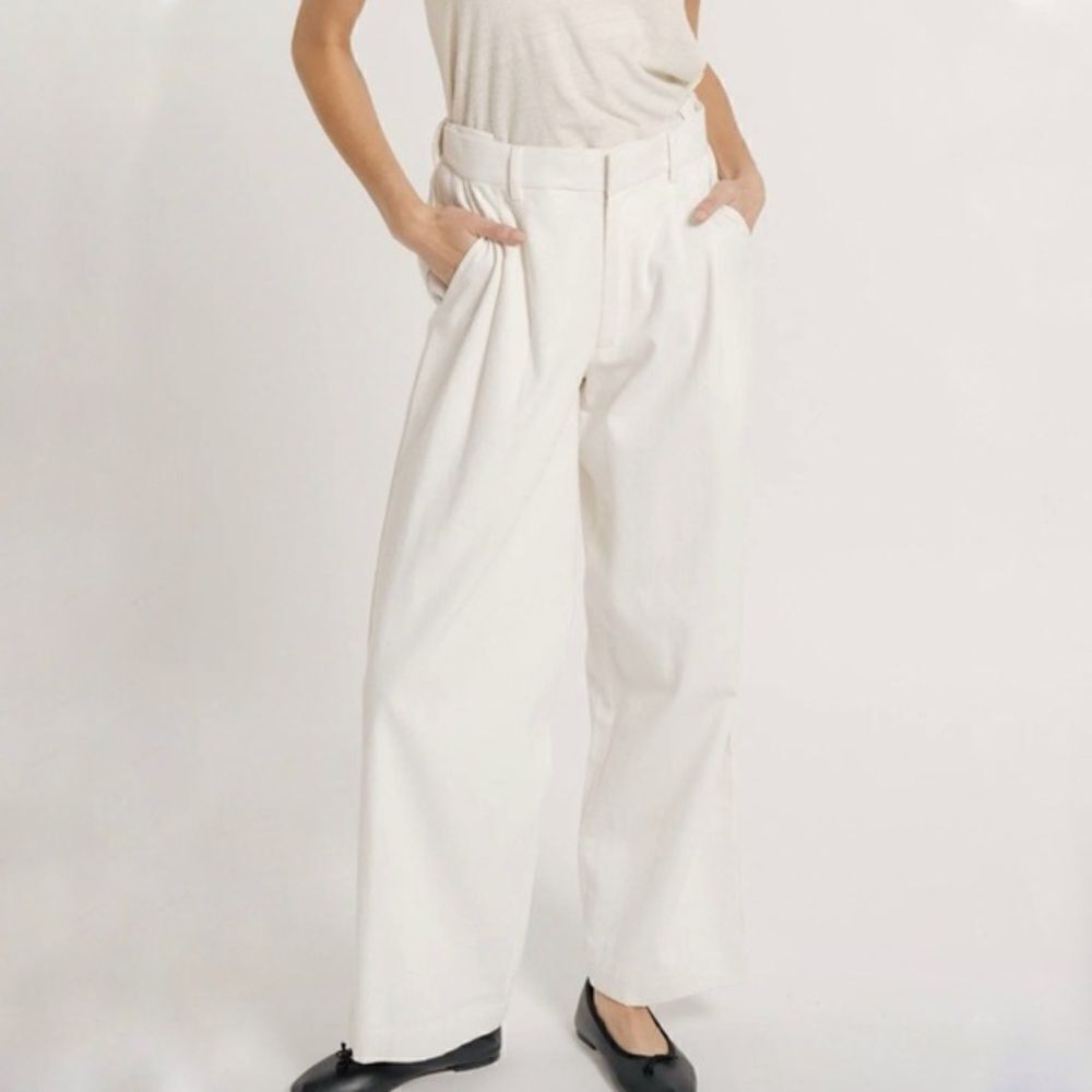 Laude The Label Alfred Trouser Pant Ivory Organic Cotton Wide Leg Women’s